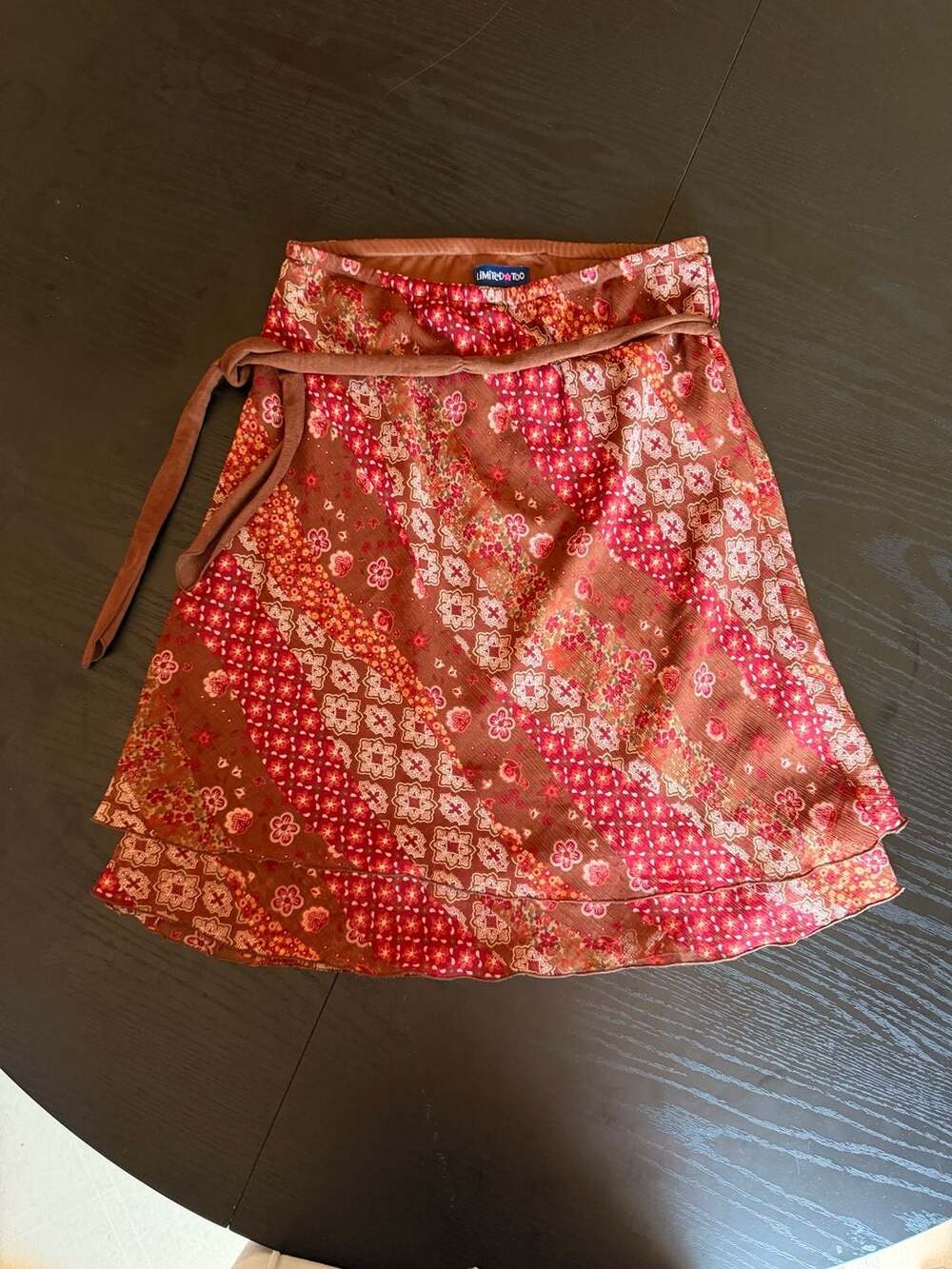 Limited Too Brown Patchwork Floral Print Wrap Mini Skirt
